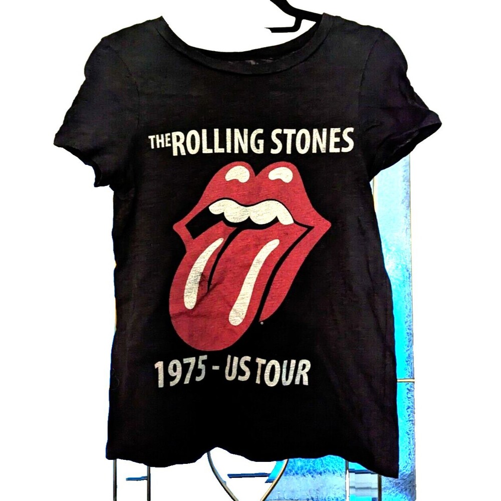 The Rolling Stones retro Shirt Adult Size Small Black Band Tee Graphic Women’s